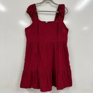 Old Navy XL Red Babydoll Tunic Top Mini Dress Length Cottagecore Boho